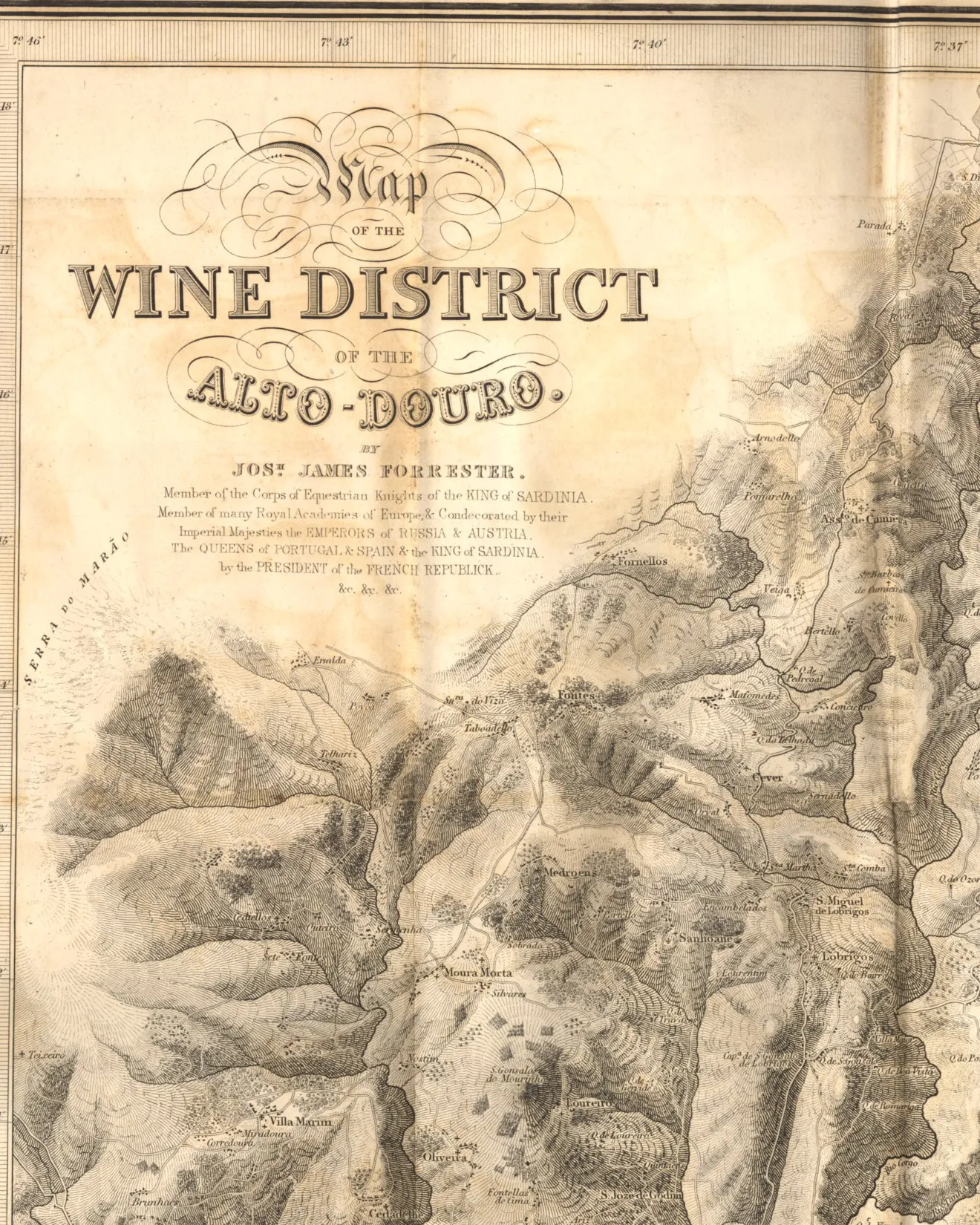 Forrester's 1843 engraved Map of the Wine District of the Alto-Douro