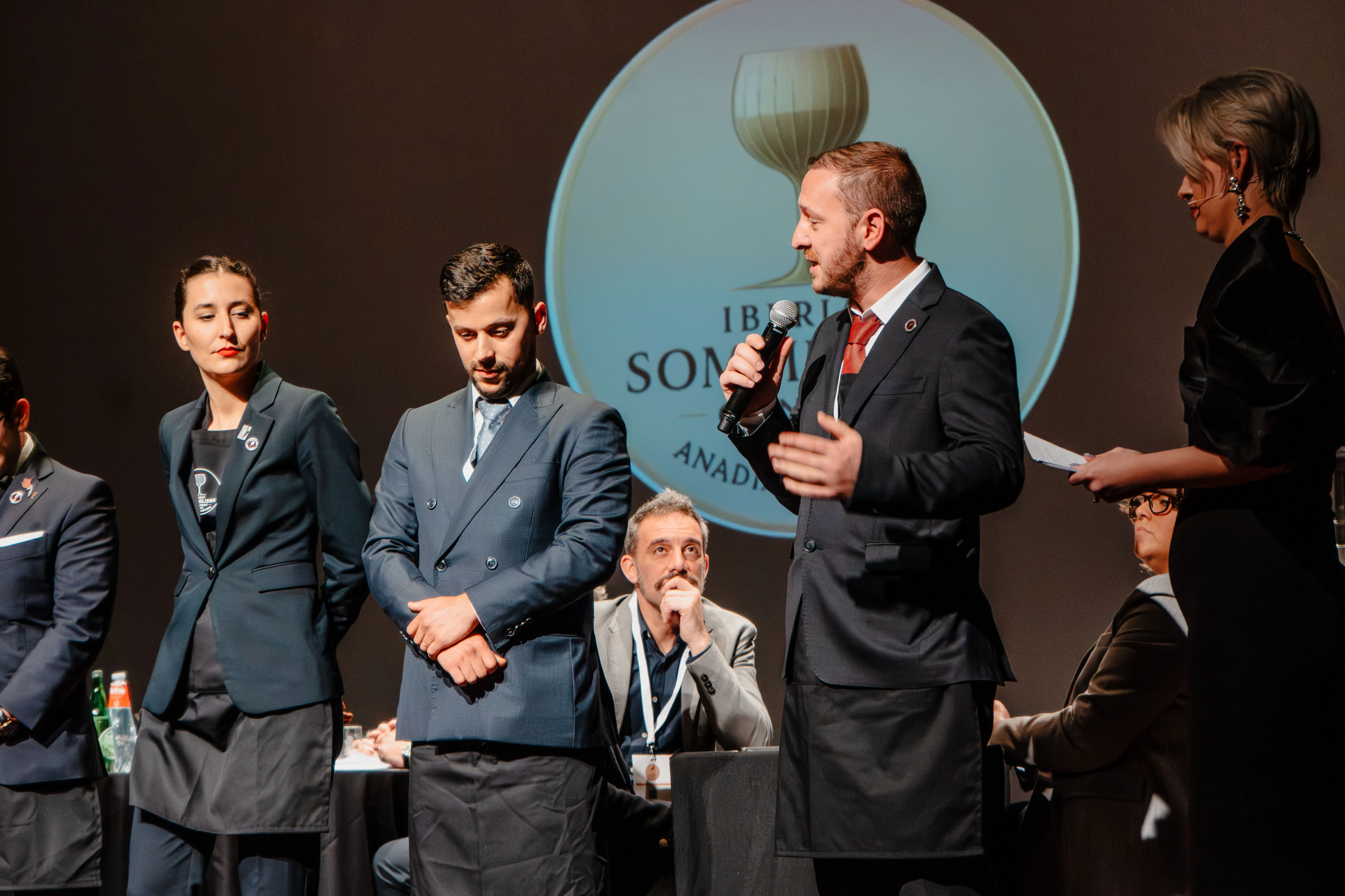 Vasilii Grebencea on stage at the Campeonato Ibérico de Sommeliers 2025
